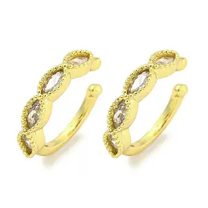 Brass Micro Pave Cubic Zirconia Cuff Earrings