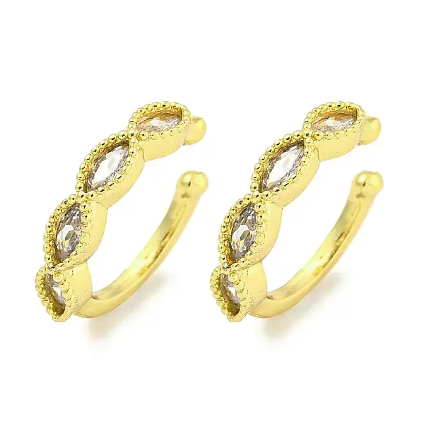 Brass Micro Pave Cubic Zirconia Cuff Earrings