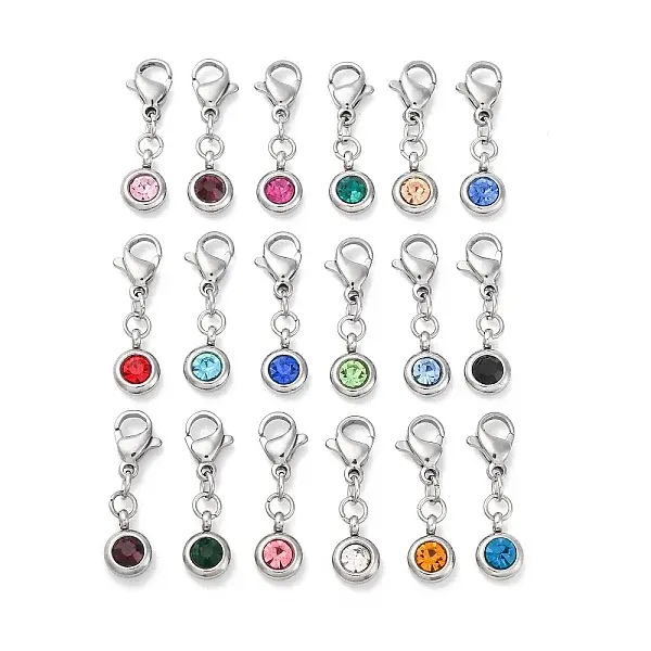 304 Stainless Steel Rhinestone Pendants