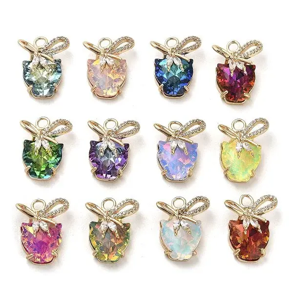 Glass with Golden Brass Pendants