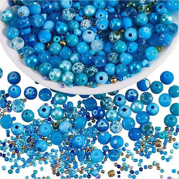 2 Bag Glass Round Beads Set