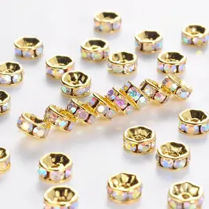 Brass Grade A Rhinestone Spacer Beads