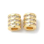 Brass Micro Pave Clear Cubic Zirconia Beads
