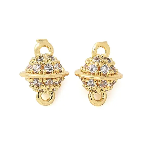 Brass Micro Pave Cubic Zirconia Connector Charms