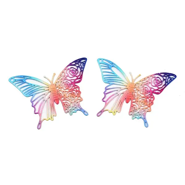 Spray Painted 430 Stainless Steel Filigree Pendants