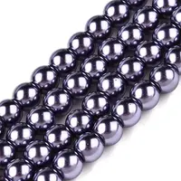 Baking Painted Pearlized Glass Pearl Round Bead Strands