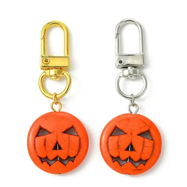 2Pcs 2 Colors Halloween Synthetic Turquoise Pumpkin Pendant Decorations