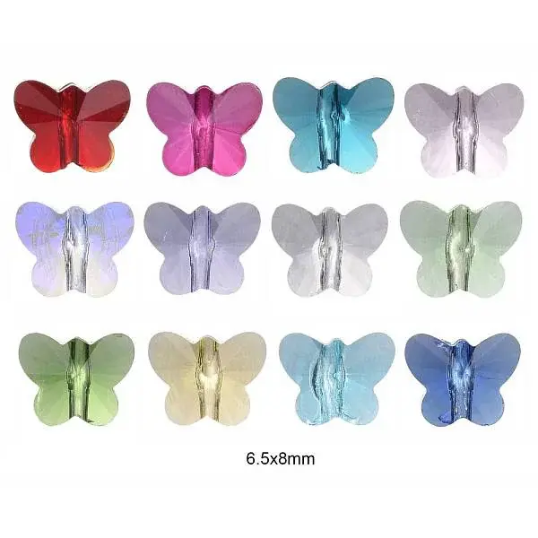 72Pcs 12 Colors Transparent Birthstone Glass Beads