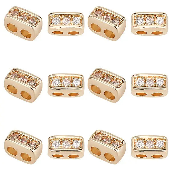 12Pcs Brass Pave Clear Cubic Zirconia Connector Charms