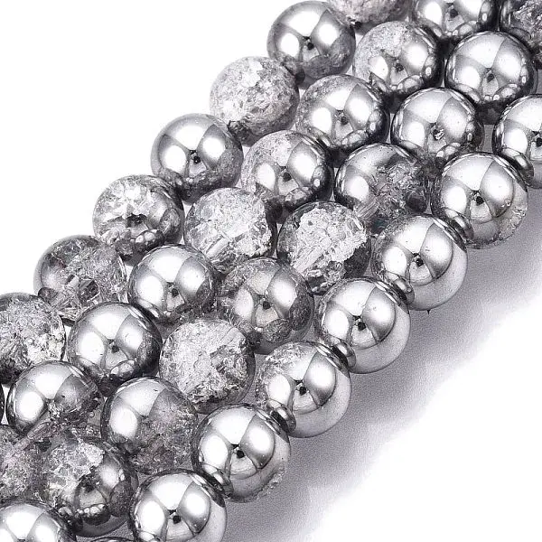 Electroplated Crackle Glass Beads Strands