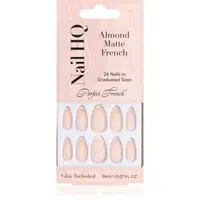 Nail HQ Almond Matte French umělé nehty s lepidlem 24 ks