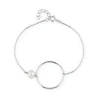 JwL Luxury Pearls Minimalistický stříbrný náramek s pravou perlou JL0859