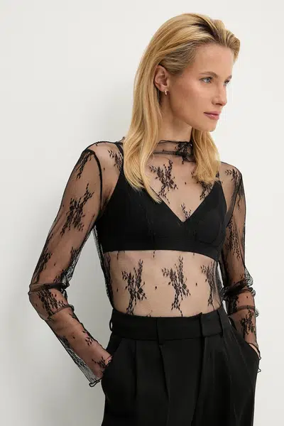 Halenka Answear.LAB dámská, černá barva, vzorovaná