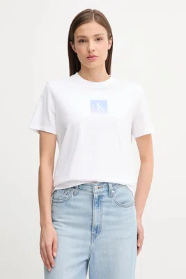 Bavlněné tričko Calvin Klein Jeans dámské, bílá barva, LV047C864G