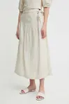 Lněná sukně Pepe Jeans EFFIE béžová barva, midi, áčková, PL901125