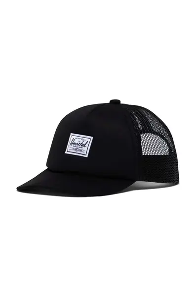 Kšiltovka Herschel Baby Whaler Mesh Cap černá barva, hladká
