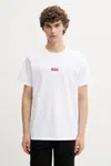 Bavlněné tričko Levi's pánské, bílá barva, s potiskem, 79554
