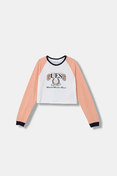 Dětské bavlněné tričko s dlouhým rukávem Guess