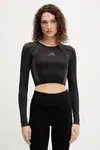 Tréninkové tričko s dlouhým rukávem adidas Performance POWER černá barva, JH1364
