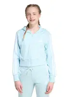 Dětská mikina adidas tyrkysová barva, s kapucí, s aplikací, JY4984