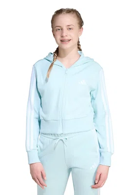 Dětská mikina adidas tyrkysová barva, s kapucí, s aplikací, JY4984