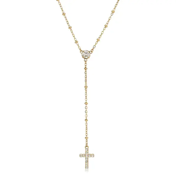 S'Agapõ Dámský pozlacený náhrdelník s křížkem Dazzly SDZ137