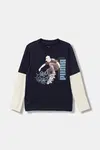 Dětské bavlněné tričko s dlouhým rukávem Puma MID90s Layered Longsleeve B tmavomodrá barva, s potiskem, 688467