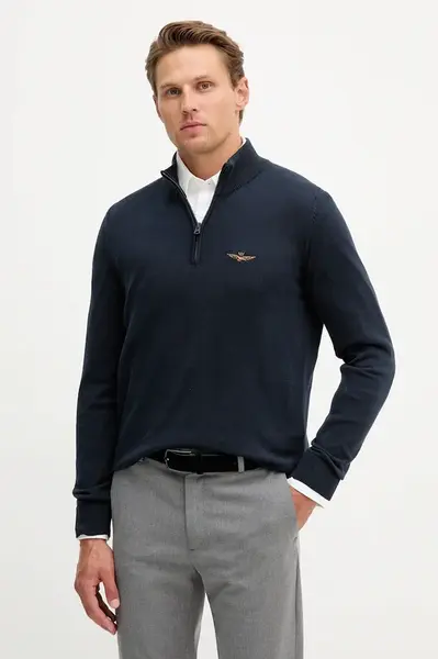 Bavlněný svetr Aeronautica Militare pánský, tmavomodrá barva, MA1578UL00506
