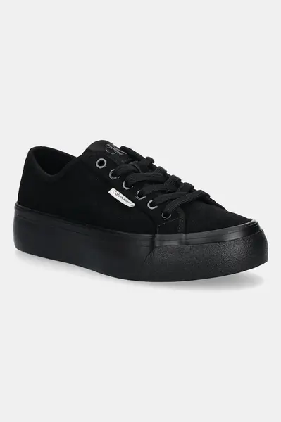 Semišové tenisky Calvin Klein VULC FLATF LACE UP SUE/WL CK