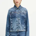 Džínová bunda Guess Originals HARRINGTON modrá barva, přechodná, W5YN69 D5R01