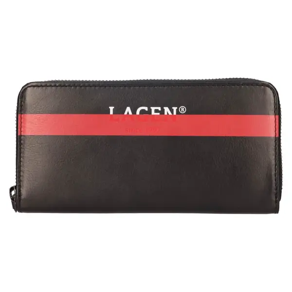 Dámska kožená peňaženka Lagen Laima - čierno-červená