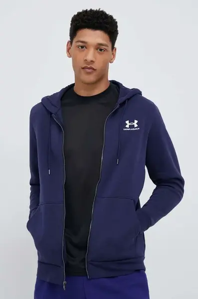 Mikina Under Armour pánská, tmavomodrá barva, s kapucí, hladká, 1373881