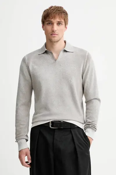 Bavlněný svetr Diesel K-LORENZO pánský, šedá barva, A14849.0BEAR