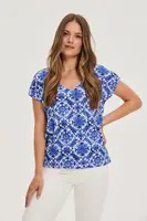 Marisse Patterned Blue Blouse