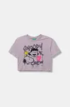 Dětské bavlněné tričko United Colors of Benetton fialová barva, 3X1SC10PT
