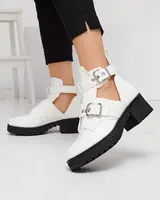 Resti White lacquered women's boots with cutout and embossing Malevib- Footwear