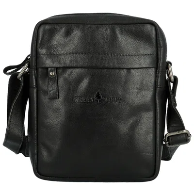 Pánská kožená crossbody taška černá - Greenwood Olwen