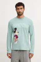 Bavlněné pyžamové tričko s dlouhým rukávem United Colors of Benetton pánské, zelená barva, s potiskem, 3VR54M025