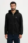 Bavlněná mikina Calvin Klein Jeans pánská, černá barva, s kapucí, hladká, LV04RD240G