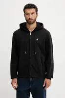 Bavlněná mikina Calvin Klein Jeans pánská, černá barva, s kapucí, hladká, LV04RD240G
