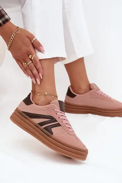 Boto Sametové dámske tenisky na platforme Ružové Skye