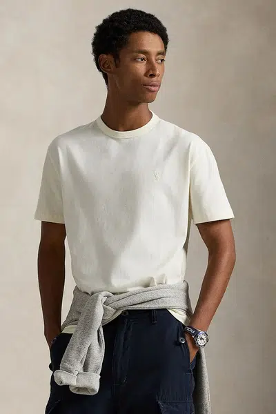 Bavlněné tričko Polo Ralph Lauren pánské, béžová barva, 710P07548