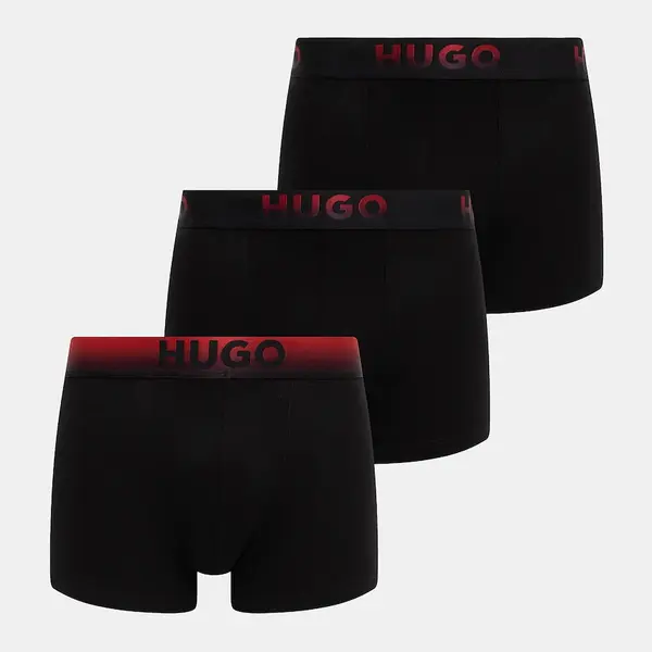 Boxerky HUGO 3-pack pánské, černá barva, 50549172