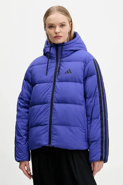 Péřová bunda adidas Essentials Climawarm fialová barva, zimní, oversize, JW9109