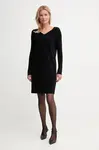 Šaty s příměsí vlny United Colors of Benetton černá barva, mini, 1044DV02C