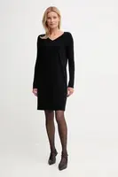 Šaty s příměsí vlny United Colors of Benetton černá barva, mini, 1044DV02C