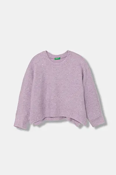 Dětský svetr s příměsí vlny United Colors of Benetton fialová barva, 1VPUC108V