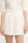 Kraťasy Undress Code dámské, béžová barva, high waist, 949