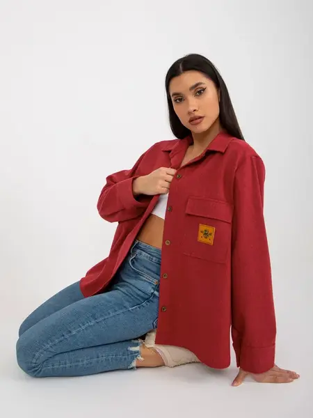 Dámska vlnená košeľa v tmavoružovej farbe