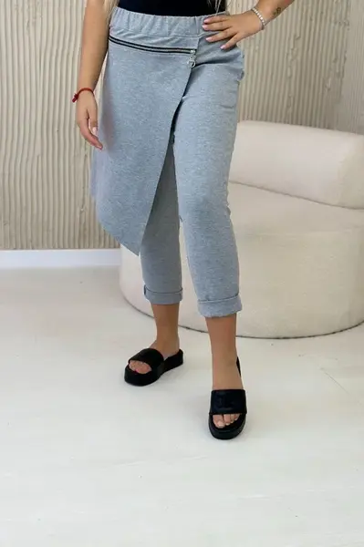 Włoski Punto Milano Zimné nohavice s ozdobným zipsom sivý